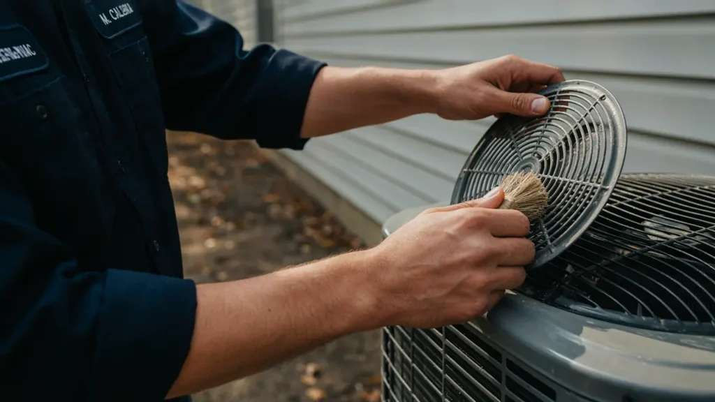 a hvac technician repairing the ac