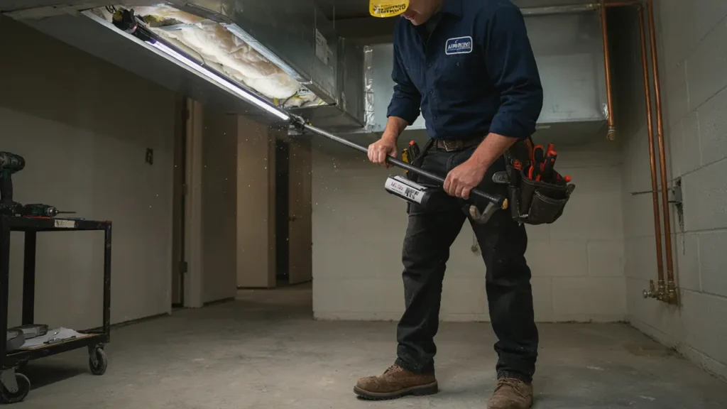 technician repairing Duct Cleaning & UV Light Systems